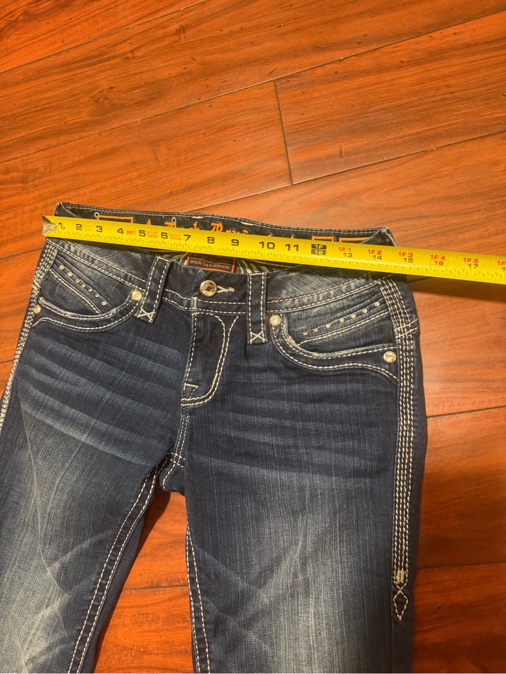 Rock Revival Indigo Boot Cut Jeans with White Contrast Stitching - Picture 4 of 13